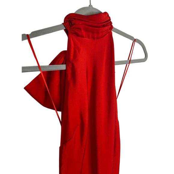 Misha Evianna Gown Maxi Dress Mock Neck Bow Gala Black Tie Formal Prom Size S - Picture 6 of 12